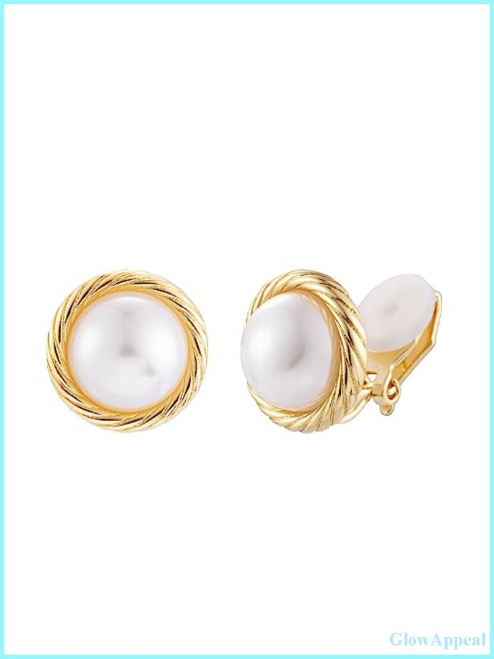 Clip On Earrings Simulated Pearl 13MM Gold Plated Brass Vintage Style Non